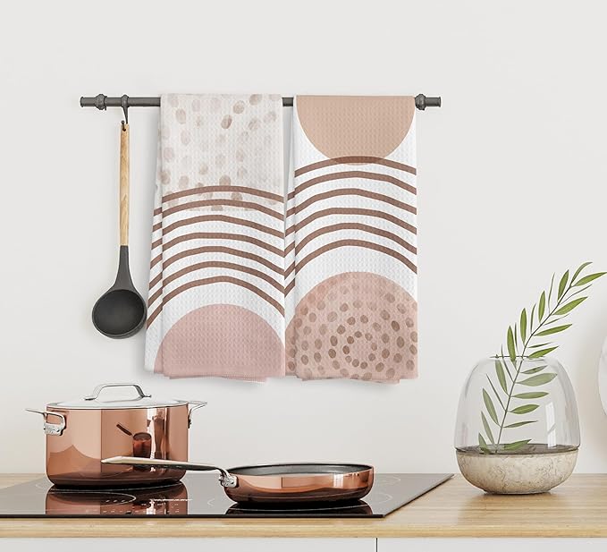 Boho Pink Kitchen Towels and Dishcloths Set of 2, Absorbent Hand Towels, Drying Cloth Hand Towels Tea Towels for Bathroom Kitchen, Gifts for Women Girls, 1624 Inches