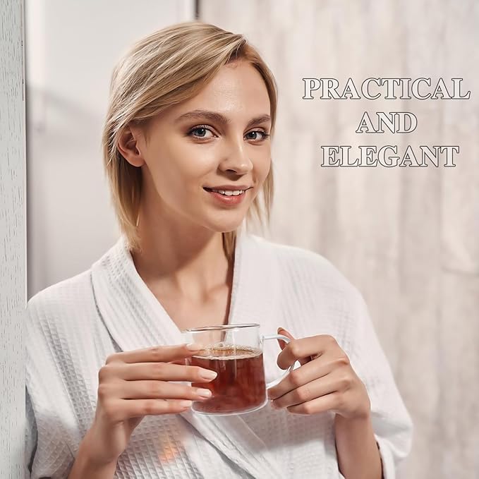 14 oz Glass Coffee Mugs Set of 4 Large Glass Coffee Cups with Anti Scald Handles,Lightweight Durable Clear Mugs for American Cappuccino Latte Tea Milk Espresso Juice Hot and Cold Beverages