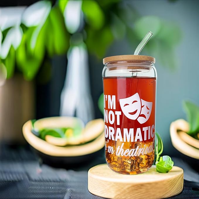 Musical Theater Gifts, Broadway Gifts for Directors, Actors, Music Teachers, Musicians on Birthday Christmas - 17 Oz Drinking Glass Iced Can Glass Cup (white-dramatic)