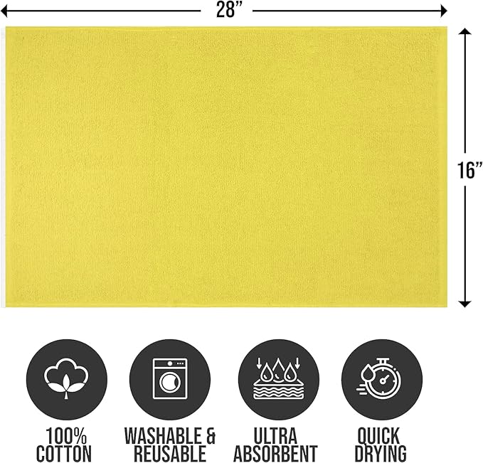 Softolle Salon Towels – Pack of 24 (16"x27") 100% Cotton Ring Spun – Ultra Soft, Highly Absorbent Hand Towels – Bulk for Spa, Gym & Salon (Yellow)