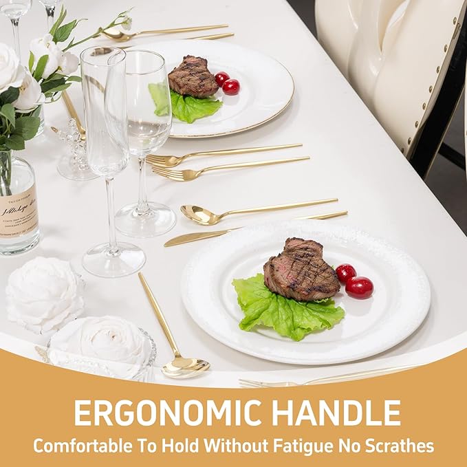 NOCCUR 40-Piece Gold Silverware Set for 8 - Stainless Steel Gold Flatware Set Include Knives, Spoons and Forks for Home/Party/Thanksgiving