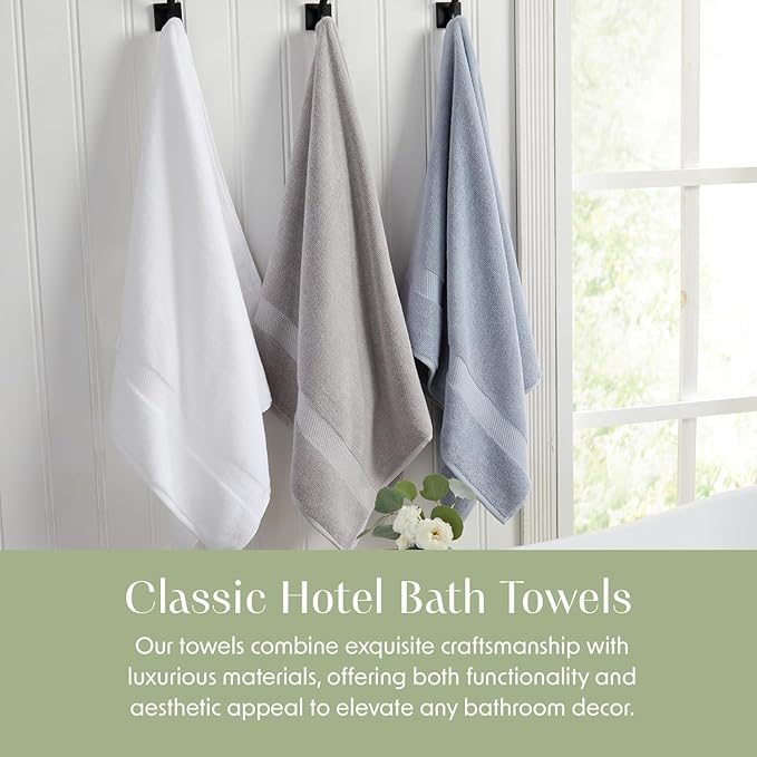 Springtree Home White Bath Towels Set of 4 | Classic Hotel Bath Towels | 100% Combed Cotton | Absorbent Quick-Dry Towels for Bathroom | Oeko-TEX® Standard 100 Cotton | Cynewski Collection - White