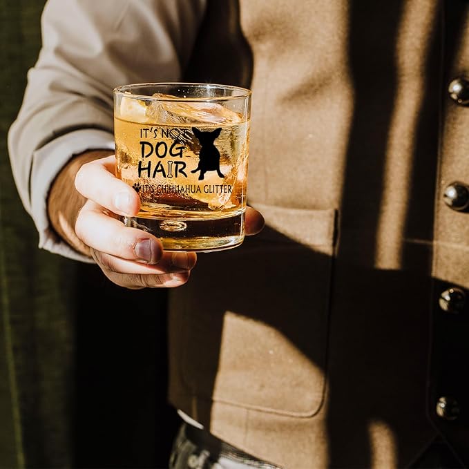 Chihuahua Gifts Whiskey Glasses 10 oz, Gifts for Chihuahua Lovers, Funny Dog Old Fashioned Rocks Glasses Cup for Women Men Drinking Scotch Bourbon Liquor