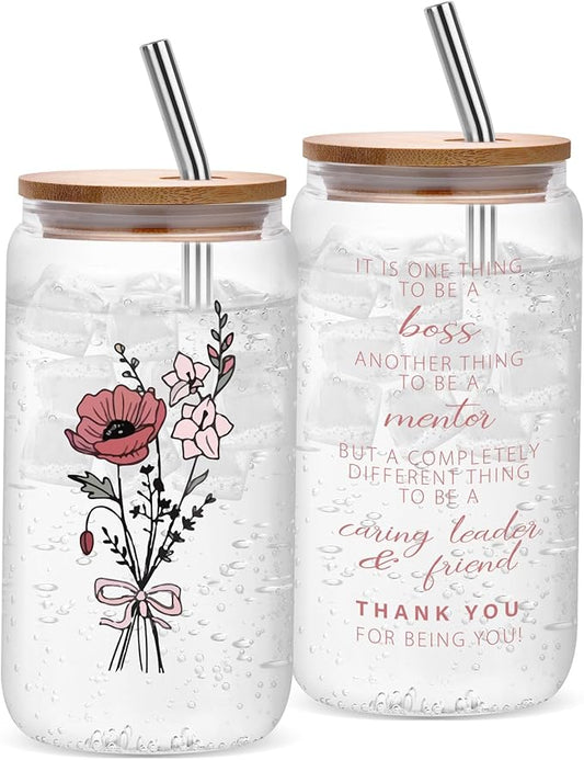 Funny Boss Gifts For Women - Best Bosses Day Christmas Birthday Gifts For Her Boss Lady Female Thank You Gift Appreciation Glass Cup