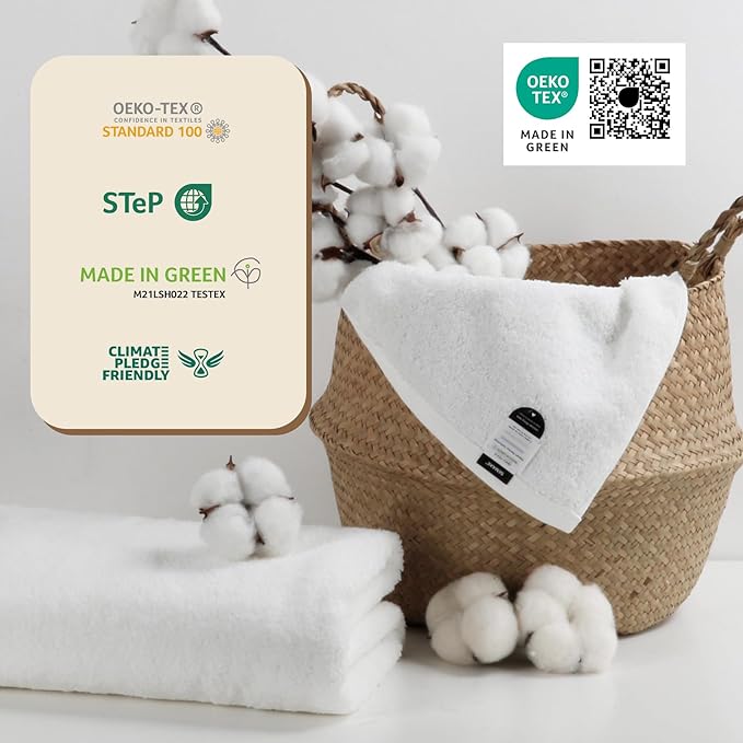 SEMAXE White Bath Towels Set of 4, 100% Cotton Luxury Bathroom Towels, Soft, Absorbent, and Quick-Drying, 55"x27", Perfect for Hotels, Gyms, and Spas