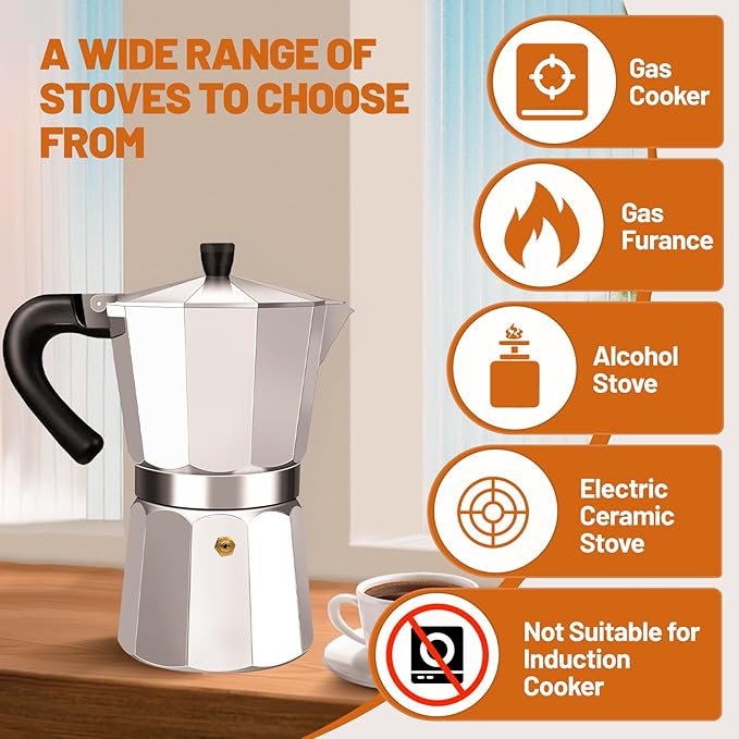 14 Cup Aluminum Espresso Stovetop Moka Pot Express Coffee Maker Percolator Italian Classic Mocha Coffee Machine for Italian and Cuban Cafe Brewing for Home & Camping 700ml 23oz