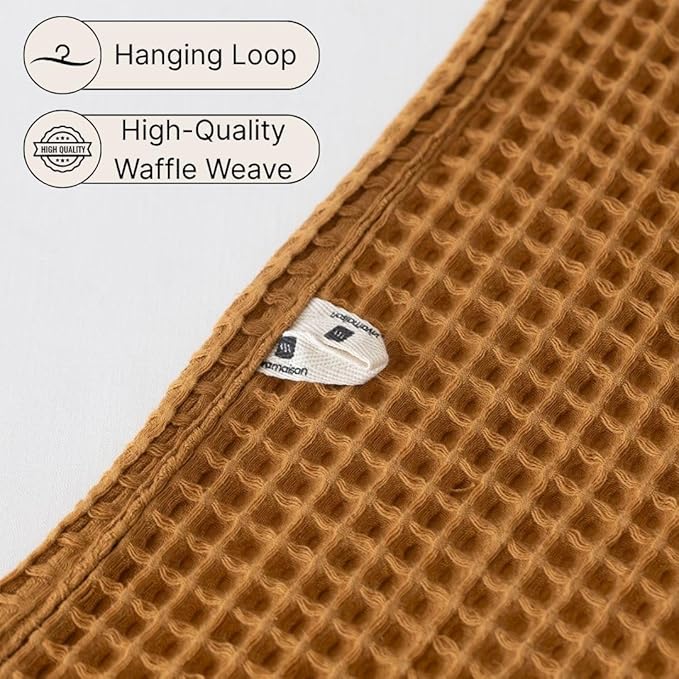 Premium Waffle Bath Towels Pack of 2 Extra Large 35x71 inch - 100% Turkish Cotton, Waffle Weave, Quick Dry, Lint Free, Oversized, Thin Bath Sheet Towel (Caramel, Set of 2 Bath Towels)