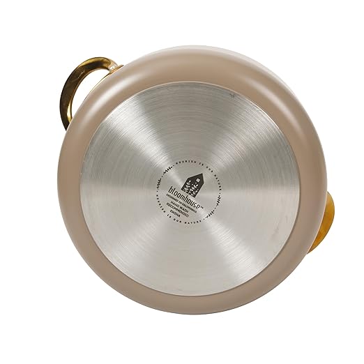 Bloomhouse - Two Time Oprah's Favorite Things Winner - 6 Quart Heavy Duty Aluminum Premium PFA Free Ceramic Nonstick Dutch Oven Pot with Lid - Cappuccino Cream with Gold Handle