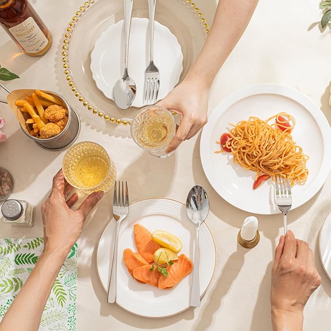 KINGSTONE 16 Piece Dinner Forks Set, 18/10 Stainless Steel Forks, Silver Food Grade Fork Set of 16, Metal Forks for Home, Kitchen, Weddings, Parties or Restaurant, Dishwasher Safe-8.18inches