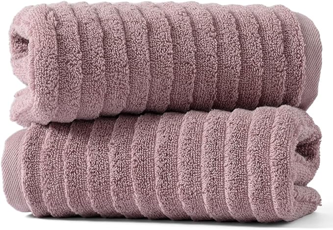 sense gnosis Stereoscopic Ladder Striped Design Purple Hand Towel Soft and Absorbent 100% Cotton Luxury Bathroom Hand Towel Decorative 13 x 29 Inch, 2 Pieces