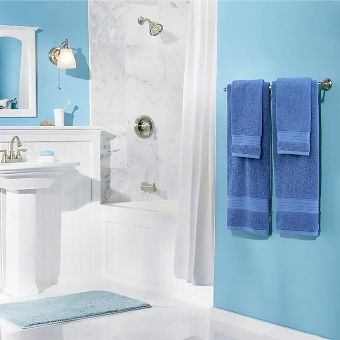 COZYART Denim Blue Bath Towel Set, Turkish Cotton Hotel Large Towel Bulk for Bathroom, Thick Bathroom Sets of 6 with 2 Bath Towels, 2 Hand Towels, 2 Washcloths, 650 GSM