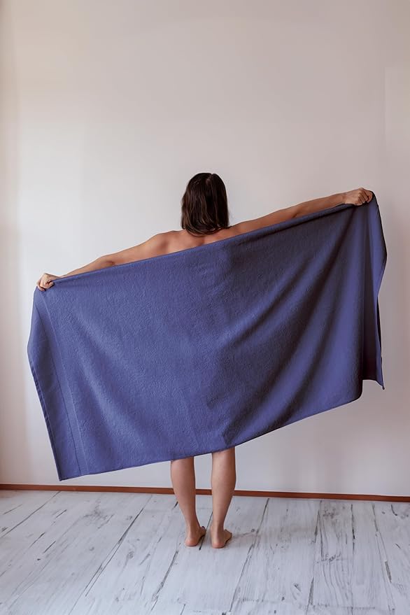 SALBAKOS 100% Turkish Cotton Extra Large Bath Sheet Set of 2 35x70 inch | Heirloom Quality | Hotel & Spa Collection | Soft, Absorbent Oversize Bath Towels | Made in Turkey (Navy, 2 Bath Sheets)