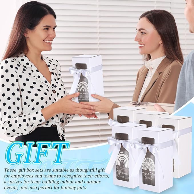 Layhit 12 Set Employee Appreciation Gifts Bulk 16 oz Thank You Glass Cups for Staff Coworker Thanksgiving Christmas Inspirational Glass Cups with Lids Straws Gift Boxes for Office Team Women Teacher