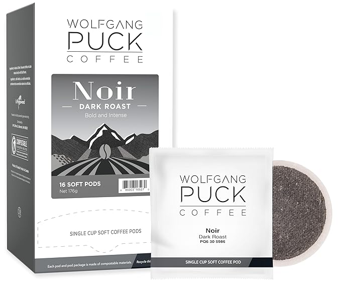 Wolfgang Puck Coffee, Noir, 12 Gram Soft Pods, 16 Count (Pack of 1)
