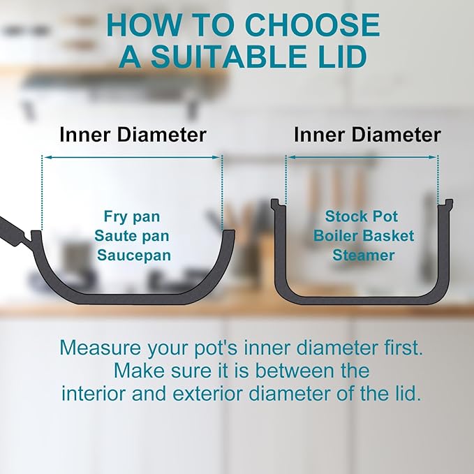 8 Inch Pan Lid - Glass Lid with Stainless Steel Handle for Frying Pan and Pots (8" Lid)