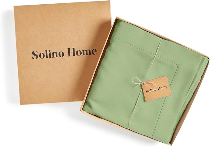 Solino Home Linen Tablecloth 60 x 120 Inch - 100% Pure Linen Laurel Green Table Cloth for Rectangle Tables - Fete, Machine Washable Tablecloth