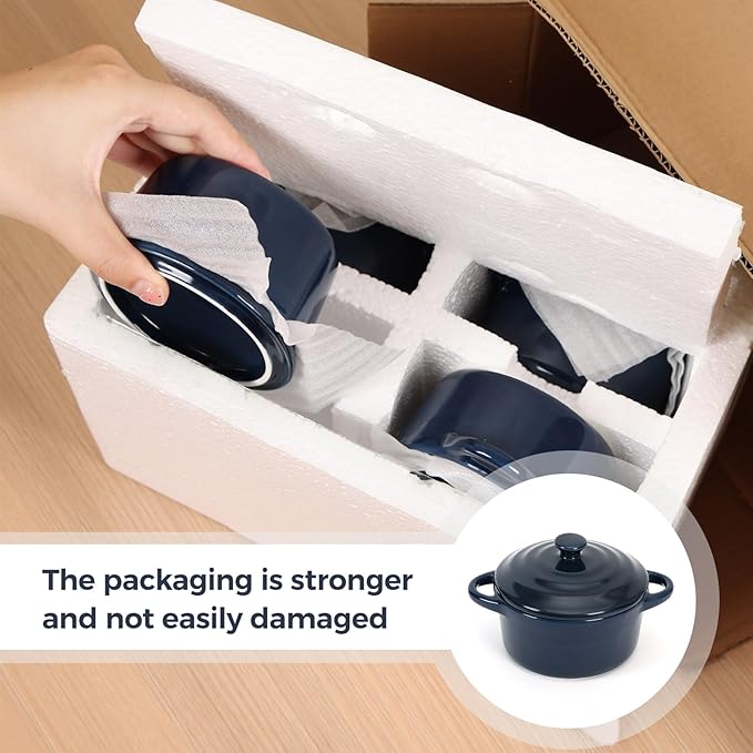 Ceramic Casserole Dish With Lid,Ceramic Mini Cocotte Set,Soup Bowls With Handles And Lids,Mini Dutch Oven Pot With Lid, Oven Safe,Set Of 4 Dutch Oven For Bread Baking