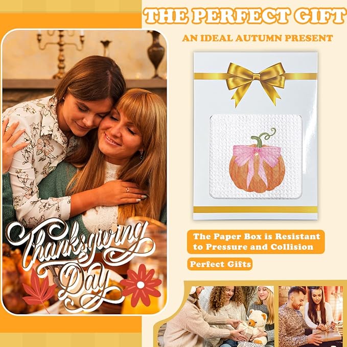 Pumpkin Fall Kitchen Towels, Farmhouse Autumn Dish Hand Towels Microfiber Waffle Weave 16x23.5 Inch, Rustic Thanksgiving Halloween Fall Decor for Kitchen Bathroom-C09