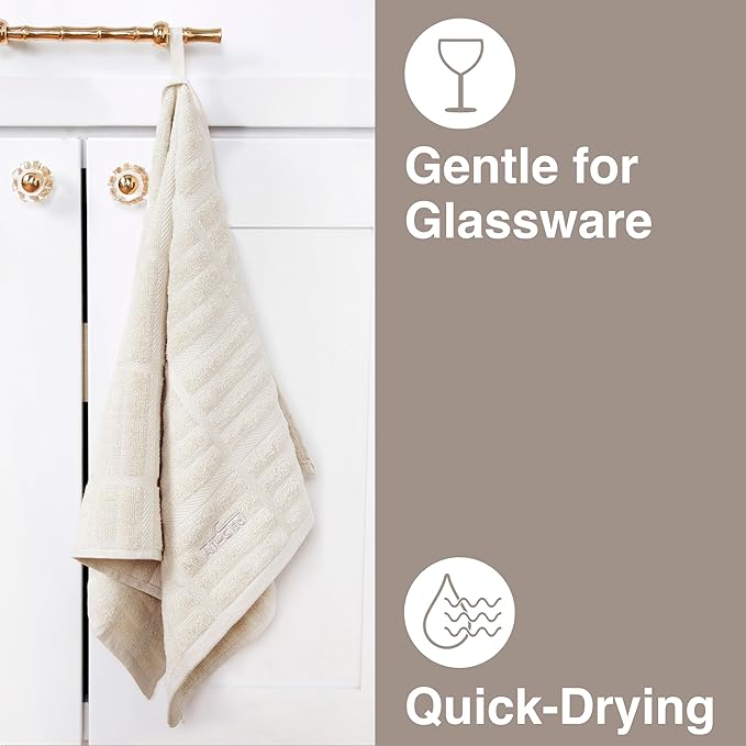 All-Clad Solid Kitchen Towels: Highly Absorbent, Super Soft Long Lasting - 100% Cotton, 17"x30" Tea Towels for Cleaning & Drying Dishes, Pans, Glassware, or Countertops, (2-Pack), Almond