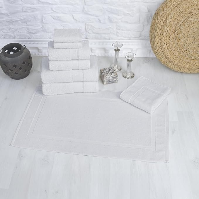Towels Beyond - 8 Piece Luxury Towel Set, 100% Turkish Cotton, Includes 2 Bath Towels, 2 Hand Towels, 2 Washcloths & 2 Bath Mats, Highly Absorbent & Comfy Towels for Hotels & Spa | (White)