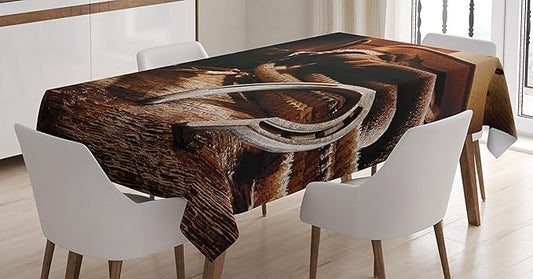 Ambesonne Western Tablecloth, Boho Folklore Materials Classic Boots Life Heels View Wild West Cowboy Concept Photo, Rectangular Table Cover for Dining Room Kitchen Decor, 60" X 90", Brown