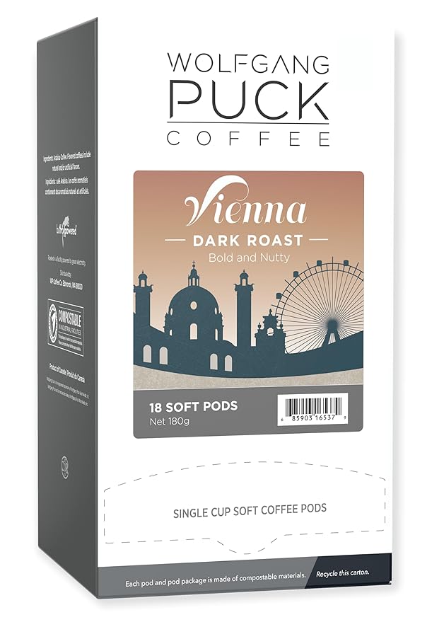 Wolfgang Puck Coffee, Vienna House Coffee, 9.5 Gram Pods, 18 Count