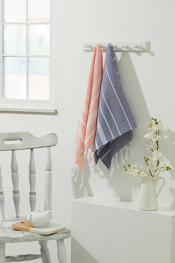 Hand Towels - Set of 2, 18" x 30" inches, Decorative Peshtemal Cotton Hand Towels for Kitchen, Bath, Guest, Face, Hair, Gym, Yoga, Dishcloth, Travel (Salmon)