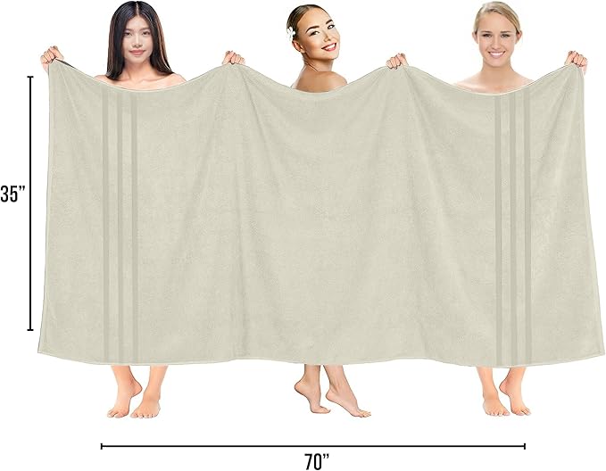 RIVERSIDE Pack of 2 Extra Large Bath Sheets 35 x 70 Inches - 100% Ring Spun Cotton Hotel Quality Oversized Bath Towels - Super Soft, Highly Absorbent & Quicker to Dry - Cannoli Cream