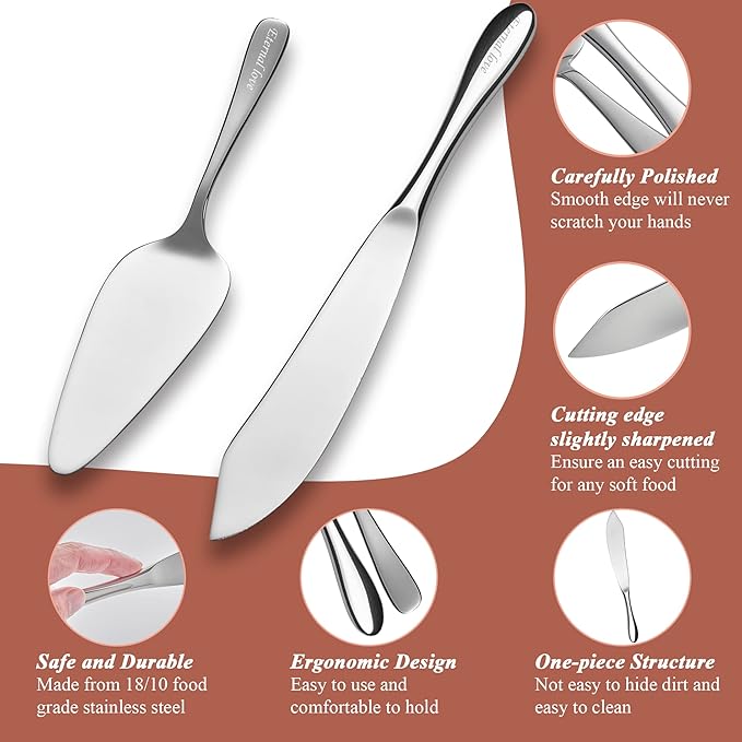Cake Cutting Set for Wedding, Personalized Custom Engraved Cake Knife and Server Set, Classic Design 18/10 Stainless Steel Pie Cakes Serving of 2 Piece