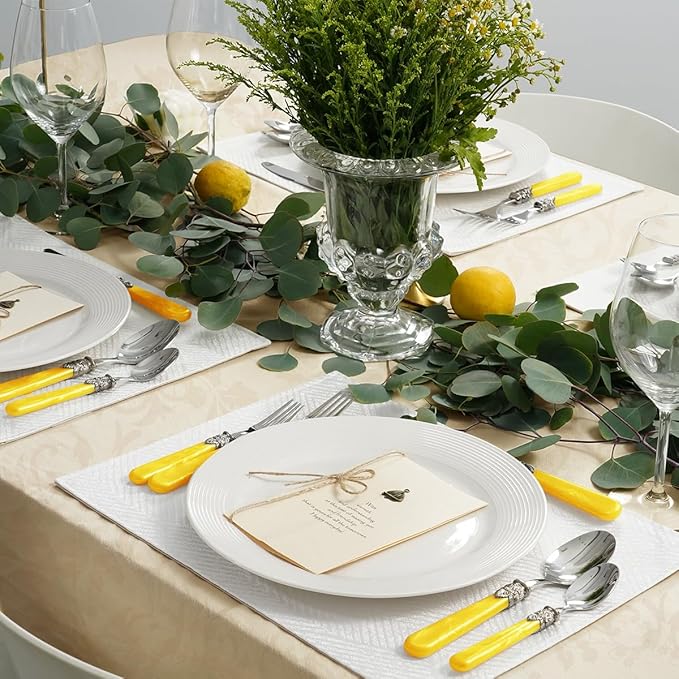 20 Pieces 18/10 Stainless Steel Elegant Silverware Set for 4,Vintage Flatware Set,Dishwasher Safe (20, Yellow)