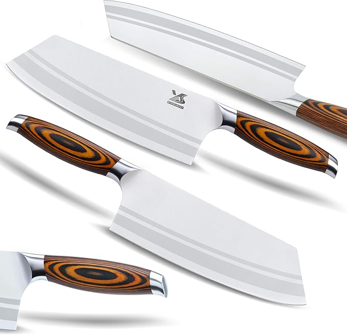 MSY BIGSUNNY 7-PCS Kitchen Knife Set, German Stainless Steel for Chef Knife Set with Pakkawood Handle, Perfect Cutlery Set Gift