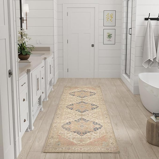 Nourison Home Vintage Washables Multicolor 2' x 6' Area Rug - Easy Clean, Non Shedding, Bed Room, Living Room, Dining Room, Kitchen (6' Runner)