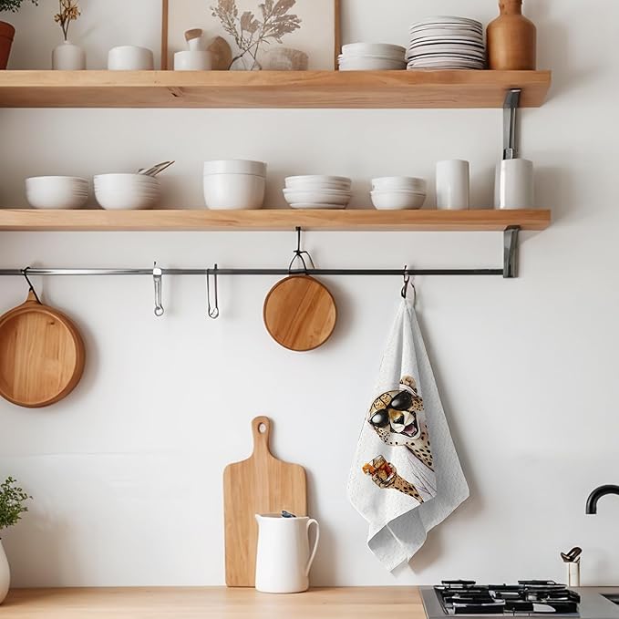 Leopard Hand Towels, Funky Cheetah Hand Towels for Bathroom, Trendy Cheetah Dorm Decor, Funny Leopard Bathroom Decor, 16x24 Inch