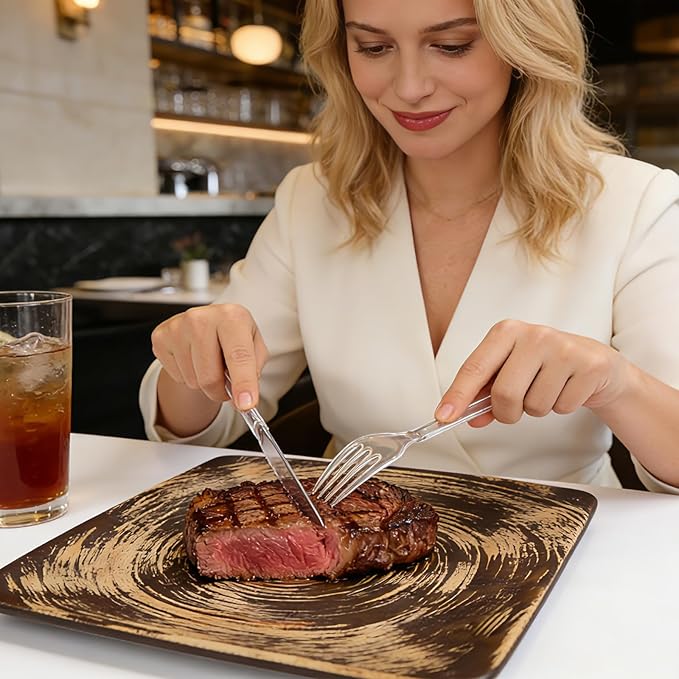 SACATR 1000 Count Plastic Silverware Heavy Duty -500 Forks, 500 Knives，BPA-Free,Heat Resistant Disposable Plastic Spoons Bulk, Solid Durable Premium Cutlery for Parties, Events and Everyday Use