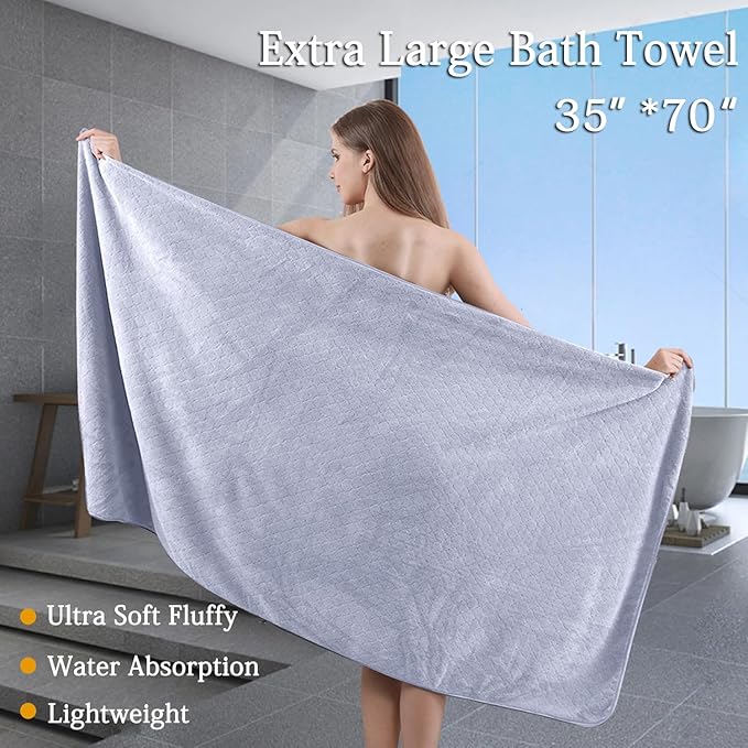 4 Piece Extra Large Bath Towels 35x70 Inches - Luxury 600 GSM Oversized Bath Sheet Towel,Ultra Soft Microfiber - Quick Dry,Highly Absorbent Shower Towels Spa Hotel Bathroom Towel Set (Light Purple)