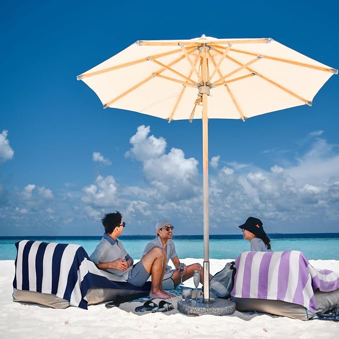 WILFA Extra Large Beach Towel - Oversized Mircofiber 40 x 70 inches, XL Striped Lightweight Pool Towel, Big Cabana Swim Travel Towel for Adults Mens Women,Coral