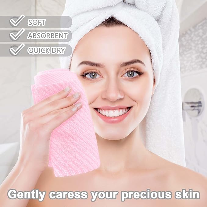 VOOVA & MOVAS Towels for Face, 13"x13" - 100% Cotton | Lightweight | Thick | Quick Dry | Soft | Absorbent, Luxury Hand Towels Set of 6, Fluffy Facial Towels for Bathroom, Towel Gift Set, Baby Pink