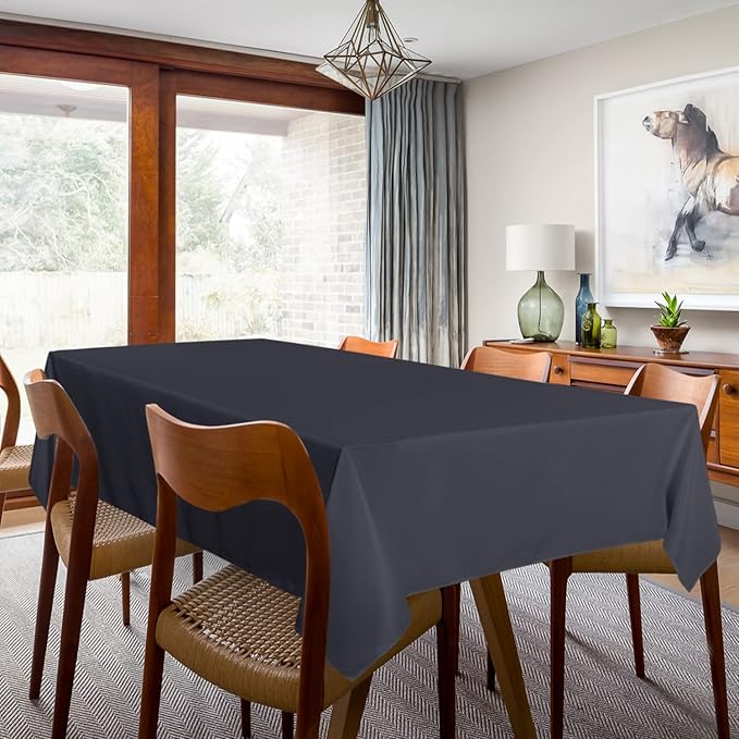 sancua 2 Pack Dark Grey Tablecloth 60 x 120 Inch, Rectangle 8 Feet Table Cloth - Stain and Wrinkle Resistant Washable Polyester Table Cover for Dining Tables, Buffet Parties and Camping