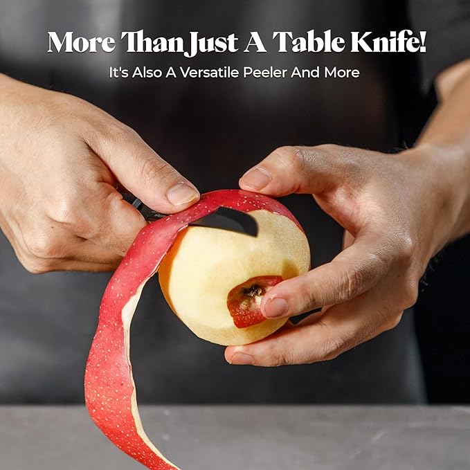 Steak Knives Set of 6, 4.7 Inch Dishwasher Safe Non-Serrated Table Knives, Ultra Sharp for Precise Cutting, Non-Stick Blade & Rust Proof, Easy to Maintain Ideal for Home Restaurant Party