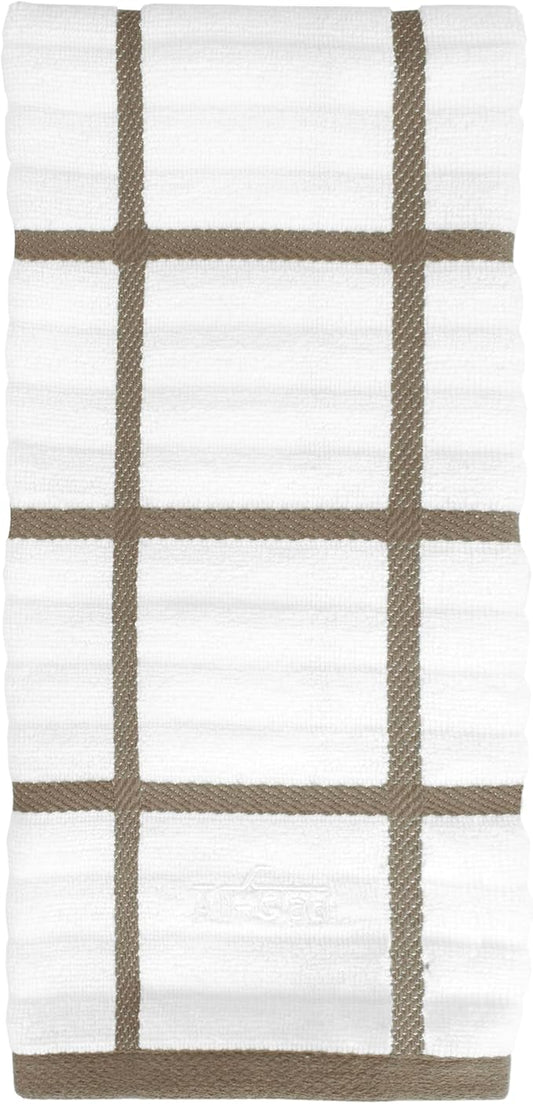 All-Clad Checked Kitchen Towel: Highly Absorbent, Super Soft Long Lasting - 100% Cotton, 17"x30" Tea Towel for Cleaning & Drying Dishes, Pans, Glassware, or Countertops, (1-Pack), Mushroom