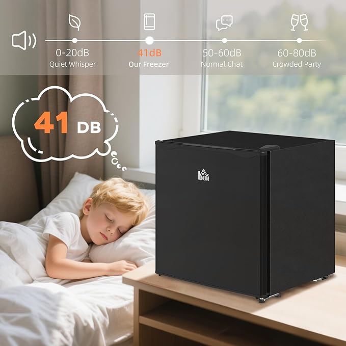 HOMCOM Mini Freezer Countertop, 1.1 Cu.Ft Compact Upright Freezer with Removable Shelves, Reversible Door for Home, Dorm, Apartment and Office, Black