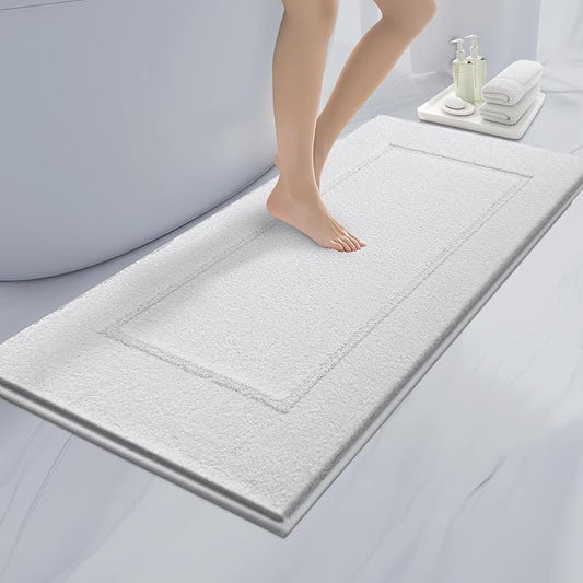 Bathroom Rugs 24" x 60", Non-Slip Extra Soft Absorbent Bath Rugs, Machine Washable Quick Dry Bath Mats for Bathroom Floor, Shower, Bathtub and Sink, White