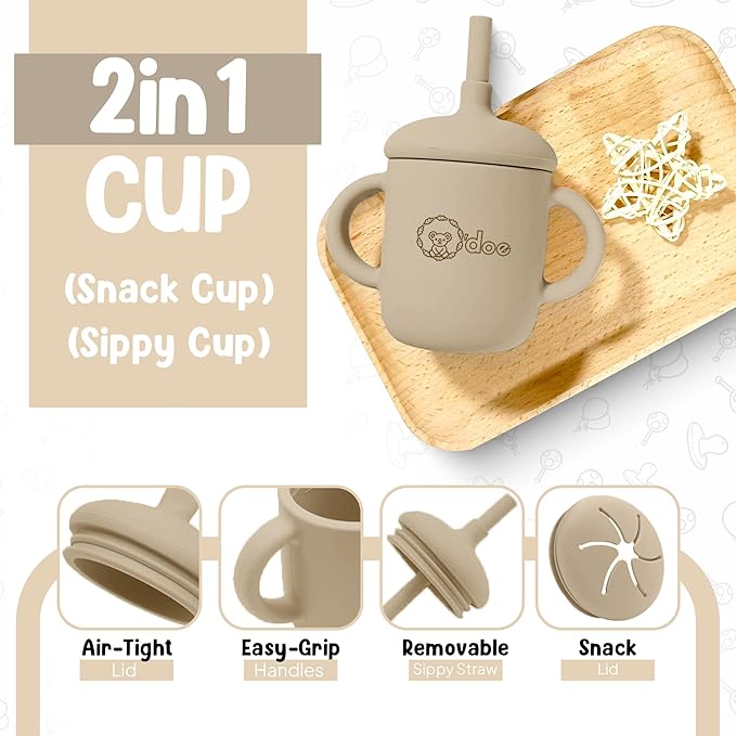 O'doe Baby Weaning Set – 15 Pcs Silicone Baby Feeding Set with Suction Plate, Bowl, Bib, Sippy Cup, Fruit Feeder, Freezer Tray