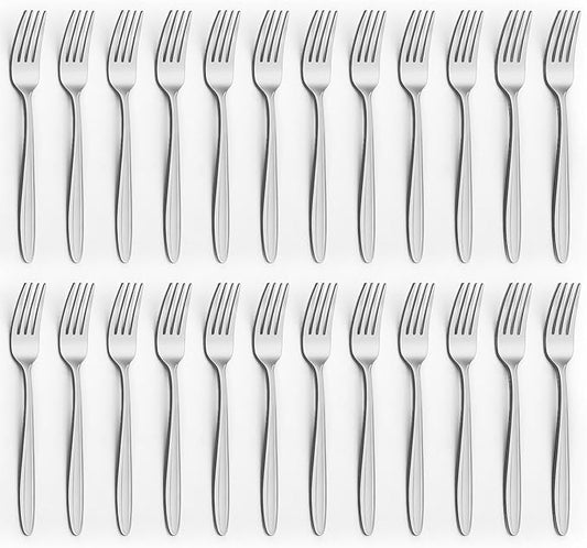 24 Pieces Forks Set (7.8”), Unokit Forks Silverware Set, Stainless Steel Dinner Forks, Table Forks, Metal Forks, Fork Set of 24 for Home/Kitchen & Restaurant,Mirror Polished, Dishwasher Safe