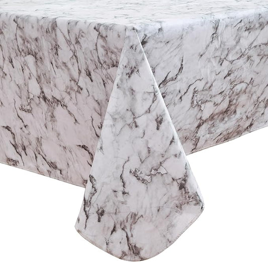 Walrus Heavy Duty Vinyl Tablecloth with Flannel Backing Waterproof Oil-Proof Plastic Table Cloth Stain-Resistant Wipeable Rectangle or Square Table Cover for Indoor and Outdoor (Marble, 52X70 Inch)