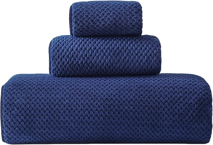 30x60 Inches Extra Large Bath Towels Set Super Soft Absorbent Luxury Microfiber Towels for Bathroom (Navy Blue, 3PCS)