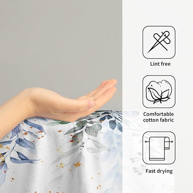 Imiss Blue Eucalyptus Leaf Bathroom Towel Watercolor Plant Leaves Kitchen Decorative Hand Towel Set of 2 Multipurpose Bath Face Washcloth 14.4 x 28.3 Inch for Gym,Spa,Hotel