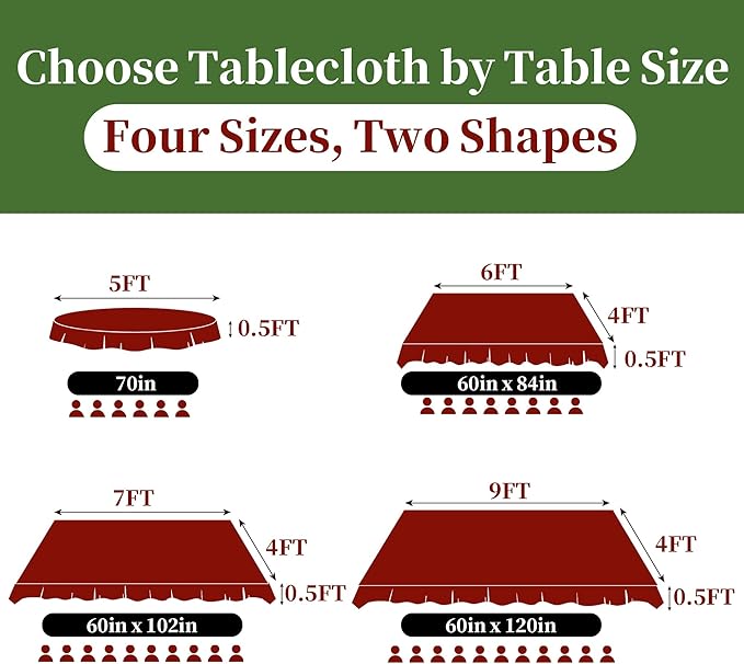 Red Christmas Table Cloth Rectangle Table, 60"x120" (10-12 Seat) - Cotton-Polyester | Wrinkle Free | Washable | Reusable, Red Holiday Tablecloth for Wedding, Dining & Party, Bowtie Jacquard (1PC)