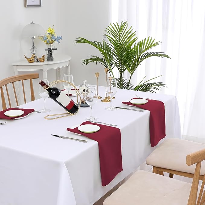 H.VERSAILTEX Cloth Napkins Set of 12 (18" X 18") Linen Textured Dinner Napkins Waterproof Soft Thick Durable Reusable Napkins with Hemmed Edges for Dinners, Weddings and Everyday Use, Christmas Red