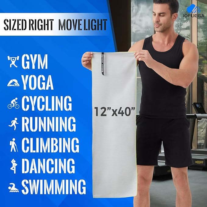 5 Pack Microfiber Gym Towels – Quick Dry, Super Absorbent, Lightweight & Compact Sweat and Workout Towels for Travel, Camping, Hot Yoga, Beach, and Sports (12 * 40" (5 Pack))
